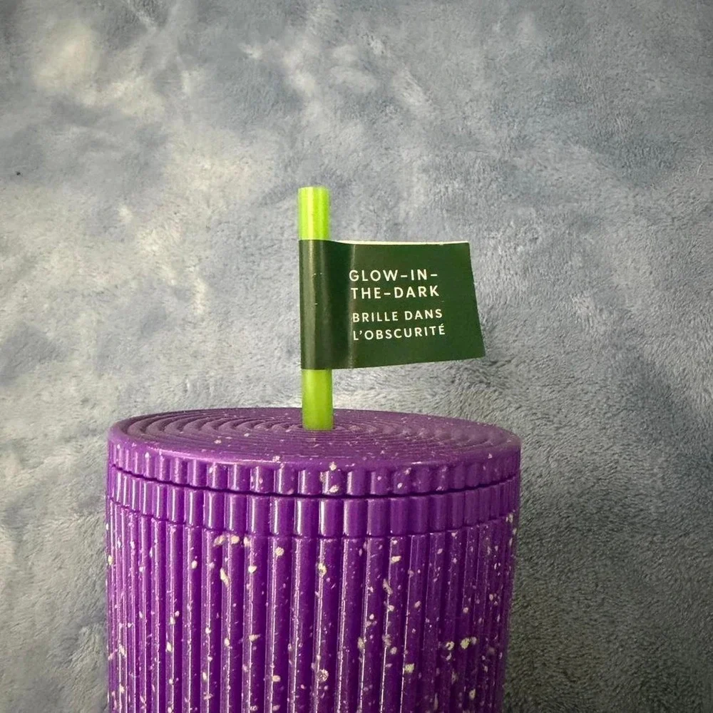 Starbucks Halloween Glow In The Dark Purple Splatter Limited Ed 24oz Tumbler New